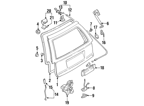 1992 Mercury Tracer Fuel Door Hinge Diagram for E8GY7442900A