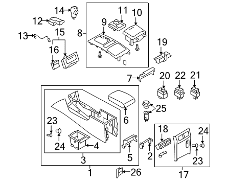 2014 Infiniti QX70 Heated Seats Heat Seat Switch Assembly Diagram for 25500-JJ51C