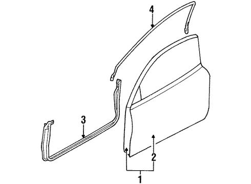 2000 Ford Escort Door & Components Weatherstrip Diagram for F8CZ-6320531-AA