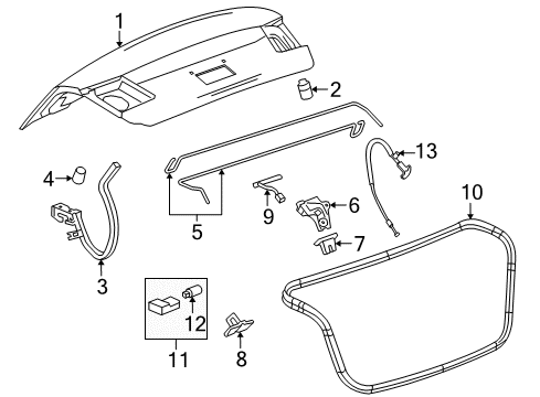 2016 Chevrolet Cruze Trunk Lid & Components Hinge Diagram for 42358264