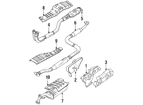 1993 Hyundai Sonata Exhaust Components Catalytic Converter Assembly Diagram for 28950-33120