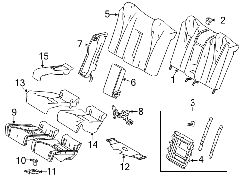 2020 Lexus RC F Rear Seat Components Pad Sub-Assembly, Rear Seat Diagram for 71503-24070