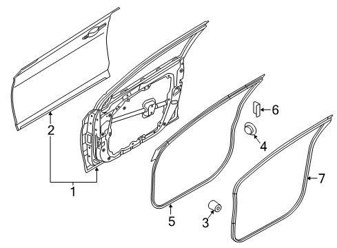 2017 Hyundai Sonata Front Door Weatherstrip-Front Door Body Side RH Diagram for 82120-C1001-TRY