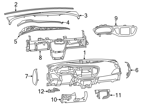 2015 Dodge Dart Instrument Panel Components Panel-Instrument Panel Closeout Diagram for 5108299AB