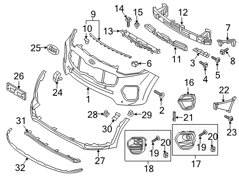 2018 Kia Sportage Front Bumper Bolt-Washer Assembly Diagram for 1125106256B