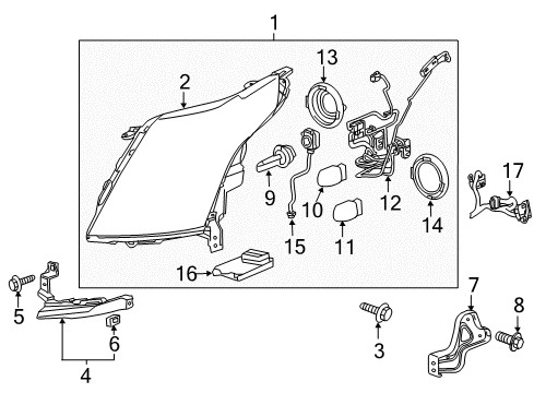 2012 Cadillac SRX Headlamps Composite Headlamp Diagram for 23315407