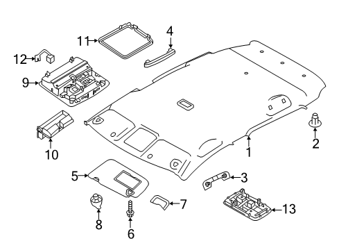 2018 Nissan Leaf Interior Trim - Roof Cushion - Console Lid Diagram for 96918-C990A