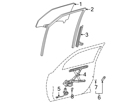 2006 Toyota Corolla Rear Door Regulator Diagram for 69820-02350