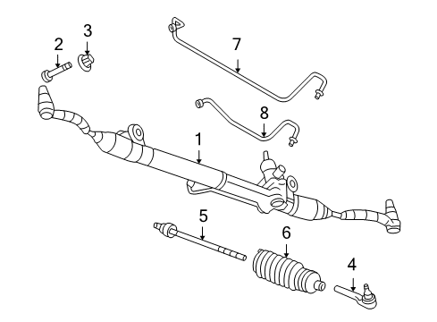 2006 Buick Rainier P/S Pump & Hoses, Steering Gear & Linkage Gear Kit, Steering (Remanufacture) Diagram for 19330461