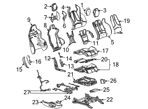 2020 Chevrolet Corvette Passenger Seat Components Module Bracket Diagram for 84654585