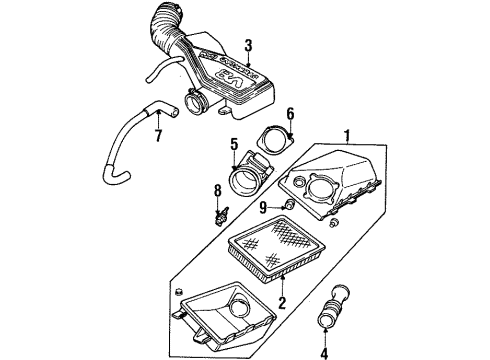 1995 Mercury Grand Marquis Powertrain Control Air Cleaner Assembly Diagram for F5AZ9600A