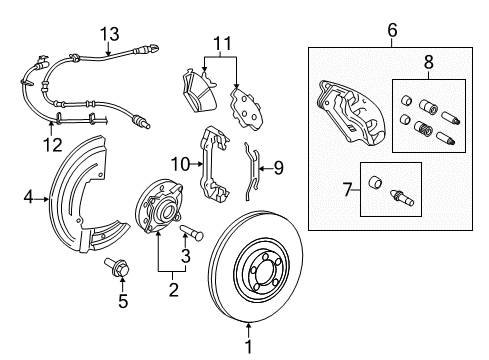 2017 Lincoln Navigator Front Brakes Front Hub & Bearing Diagram for FL1Z-1104-G