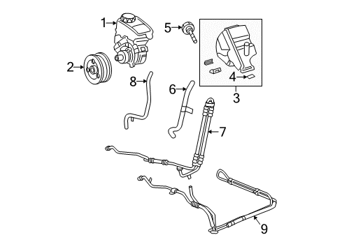 2006 Buick Rendezvous P/S Pump & Hoses, Steering Gear & Linkage Hose Asm-P/S Fluid Reservoir Outlet Diagram for 10313825