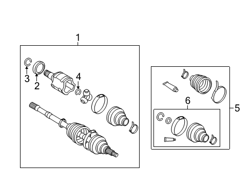 2011 Toyota Matrix Drive Axles - Rear Inner Boot Diagram for 04439-01010