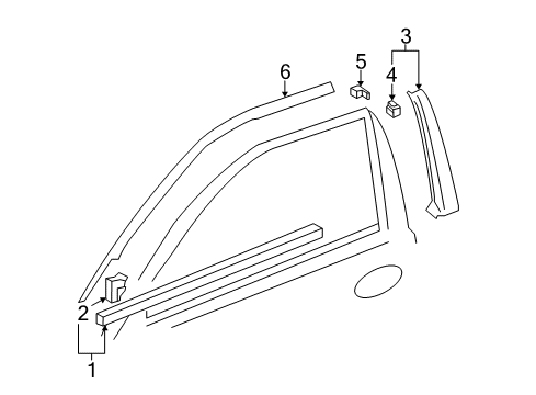 2006 Honda Insight Exterior Trim - Door Clip, Door Molding Diagram for 91501-S3Y-003