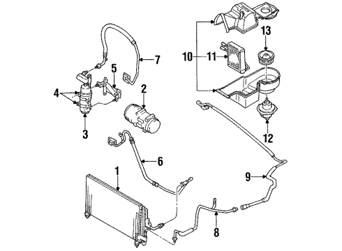 1993 Ford Escort Condenser, Compressor & Lines, Evaporator Components Suction Hose Diagram for F2CZ19D734A