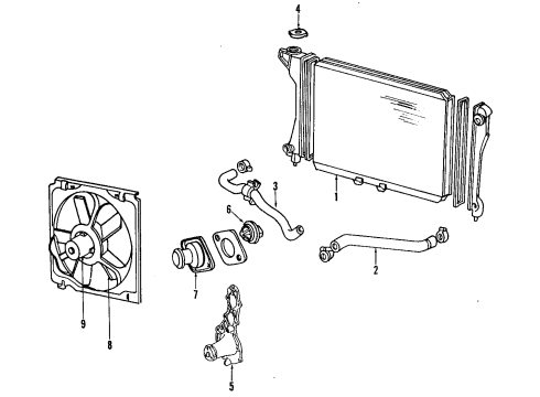 1993 Plymouth Grand Voyager Cooling System, Radiator, Water Pump, Cooling Fan Hose-Rad Outlet Diagram for 4682041