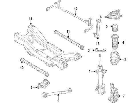 2017 Jeep Renegade Rear Suspension Components, Stabilizer Bar Wheel Hub And Bearing Diagram for 68246620AA