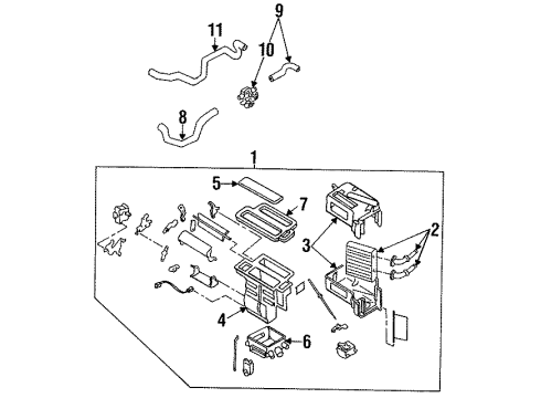 1995 Nissan Altima HVAC Case Core Assembly-Heater Diagram for 27140-1E400