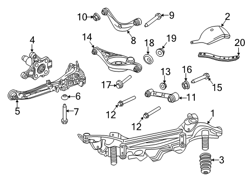 2007 Lincoln MKZ Rear Suspension Components, Lower Control Arm, Upper Control Arm, Stabilizer Bar Suspension Crossmember Diagram for 9E5Z-5035-A