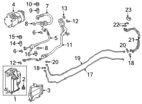 2019 BMW 530e A/C Condenser, Compressor & Lines Pressure Hose, Compressor-Condenser Diagram for 64539309004
