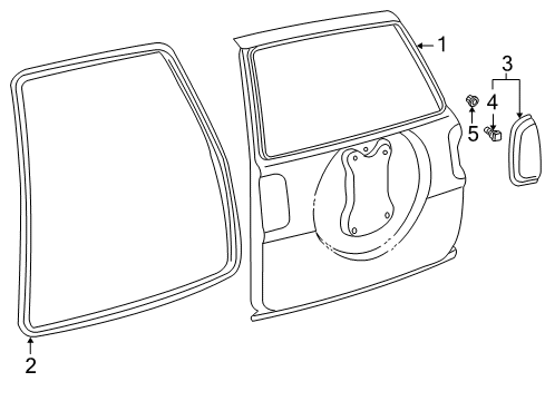1998 Toyota RAV4 Back Door - Door & Components Weatherstrip Diagram for 67881-42011