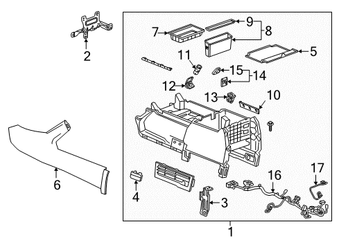 2017 GMC Sierra 1500 Center Console Console Assembly Diagram for 84199898