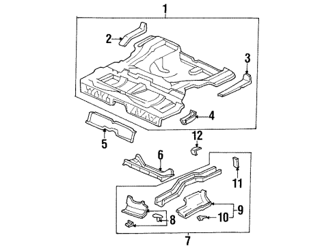 1998 Acura CL Rear Body - Floor & Rails Panel Set, Rear Floor Diagram for 04655-SY8-V80ZZ