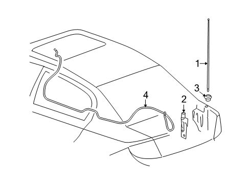 2008 Pontiac G5 Antenna & Radio Antenna Mast Bezel Diagram for 22704920
