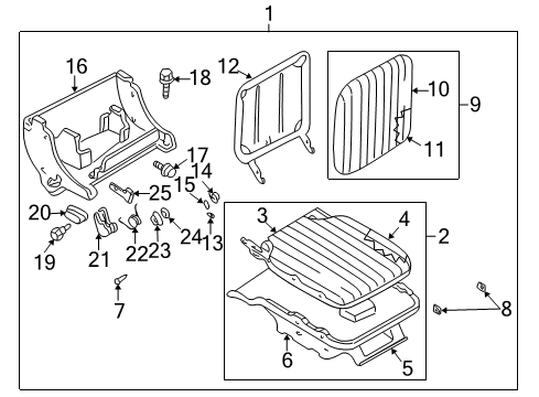 1998 Nissan Frontier Rear Seat Components Cushion Assy-Rear Seat, RH Diagram for 88300-8B601