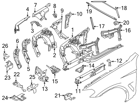 2020 BMW X4 Structural Components & Rails Reinforcement, Engine Carrier, Left Diagram for 41007481041