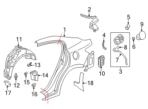 2019 Acura ILX Quarter Panel & Components, Exterior Trim Grommet Assy., Fuel Cap Diagram for 74490-TR0-A01