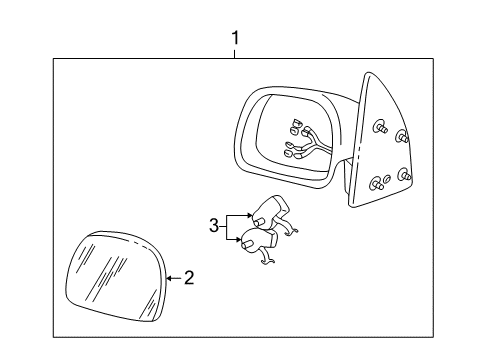 2005 Ford Excursion Outside Mirrors Mirror Glass Diagram for 1C3Z-17K707-AA