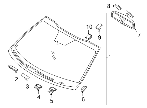 2016 Kia Optima Windshield Glass, Reveal Moldings Bracket Diagram for 86118C1000