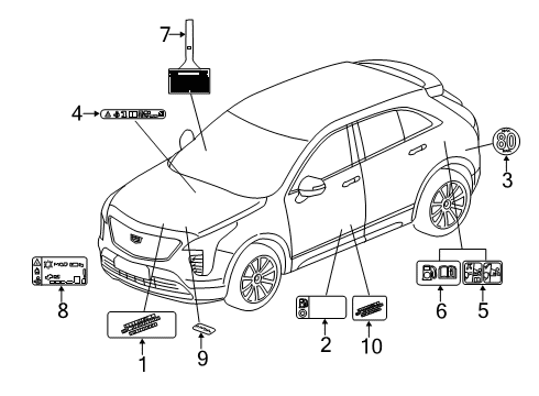 2020 Cadillac XT4 Information Labels Caution Label Diagram for 22970409