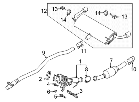 2020 Ford Escape Exhaust Components Converter Clamp Diagram for JX6Z-5A215-C
