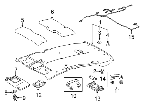 2019 Toyota Camry Interior Trim - Roof Sunvisor Holder Diagram for 74348-04030-E0
