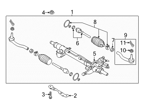 2018 Infiniti Q60 Steering Gear & Linkage Power Steering Gear Assembly Diagram for 49200-4GE4A