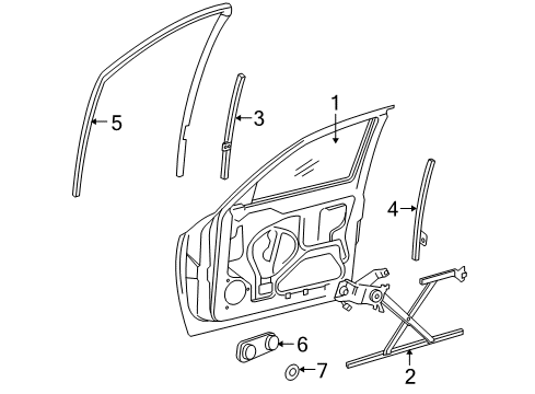 2006 Mitsubishi Raider Front Door - Glass & Hardware Seal-Front Door Diagram for 55359400AG