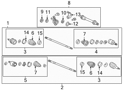 1999 Honda Accord Drive Axles - Front Set, Outboard Joint Diagram for 44014-S84-A53