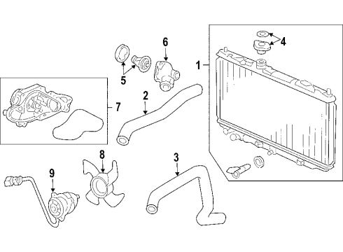 2005 Honda Accord Cooling System, Radiator, Water Pump, Cooling Fan Shroud Diagram for 19015-RCJ-A01