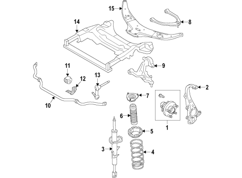 2018 Infiniti Q60 Front Suspension Components, Lower Control Arm, Upper Control Arm, Stabilizer Bar Shock Absorber Kit-Front Diagram for E6110-5CA2A