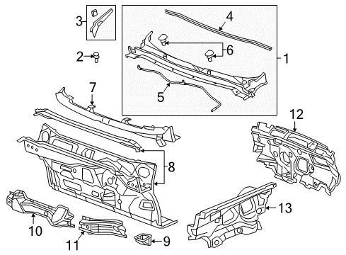 2017 Buick Envision Cowl Cowl Grille Diagram for 23255660