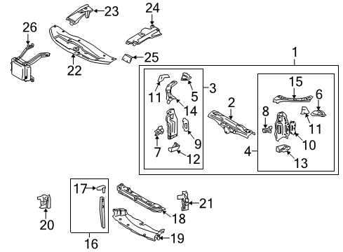 2007 Lexus GS430 Radiator Support Extension, Hood Lock Brace Diagram for 53218-30110