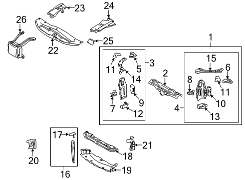 2010 Lexus GS460 Radiator Support Support, Radiator, Upper RH Diagram for 53213-30111