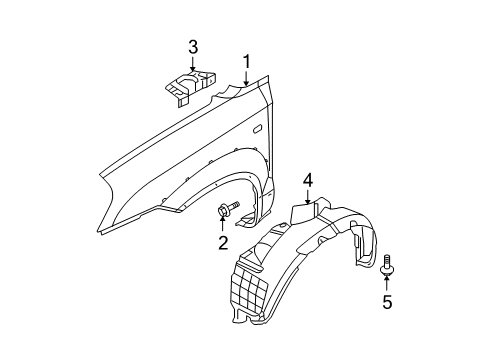 2008 Hyundai Tucson Fender & Components Front Wheel Guard Assembly, Right Diagram for 86812-2E000