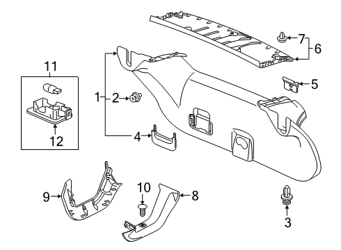 2019 Honda Clarity Interior Trim - Trunk Lid Light Assembly, Trunk Diagram for 34260-TRT-J01