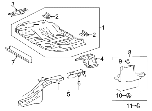 2021 Toyota Corolla Rear Floor & Rails Rear Floor Pan Diagram for 58311-12904