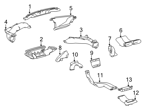 2011 Lexus CT200h Ducts Duct Sub-Assembly, Heater Diagram for 55086-76010