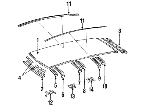 1996 Toyota Previa Roof, Luggage Carrier, Exterior Trim Roof Panel Diagram for 63111-28050